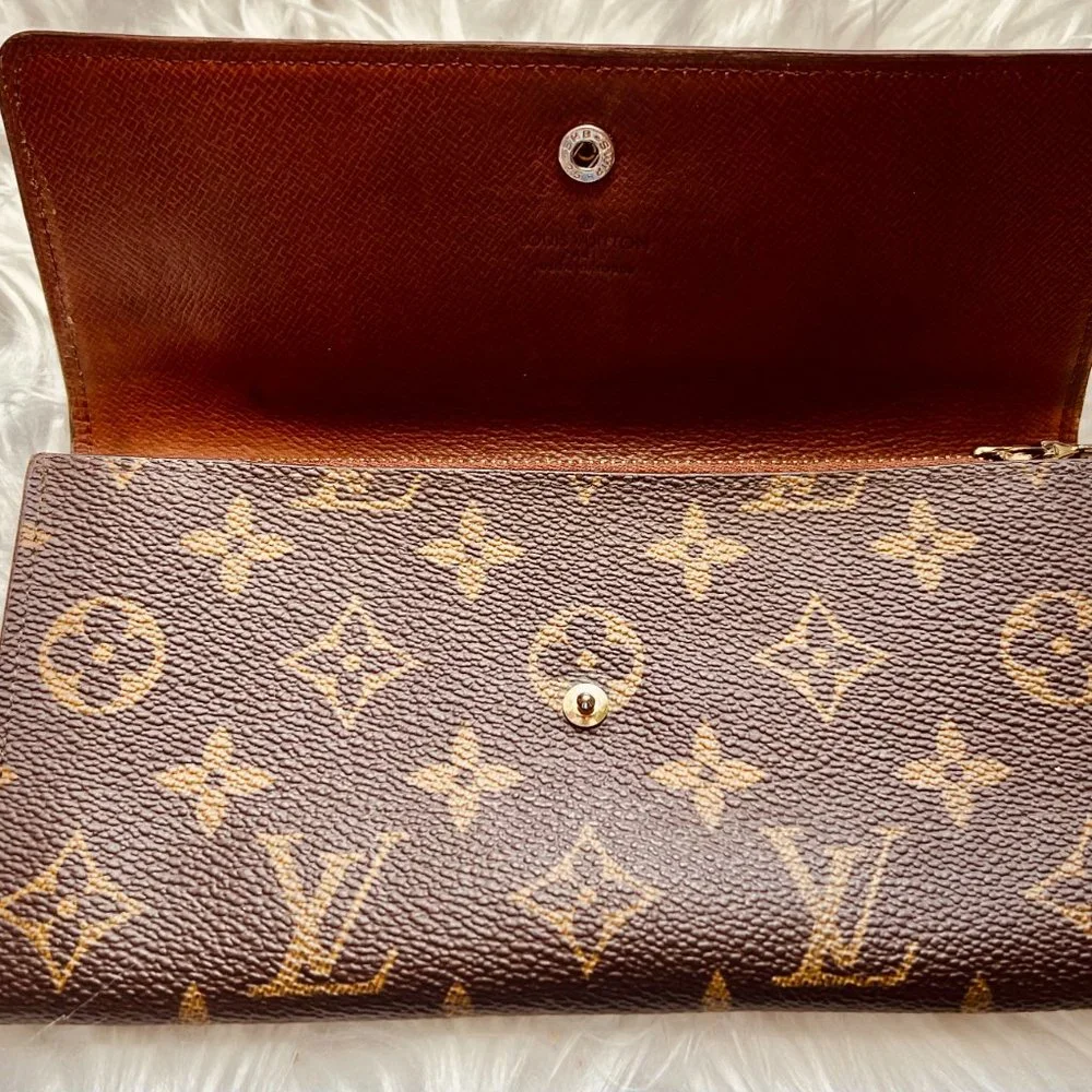 Authentic Louis Vuitton Porte Monnaie Monogram Pochette Credit Long Wallet M6172